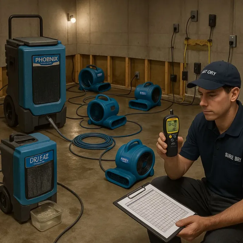 Structural Drying and Dehumidification process in Shark River Hills, NJ